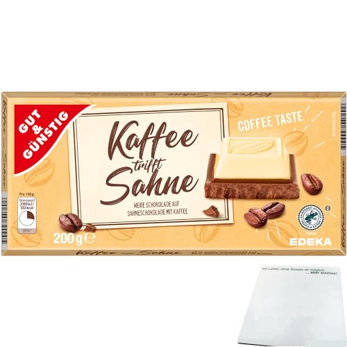 Gut&Günstig Kaffee trifft Sahne weiße Schokolade auf Sahneschokolade mit Kaffee (200g Tafel) + usy Block von usy