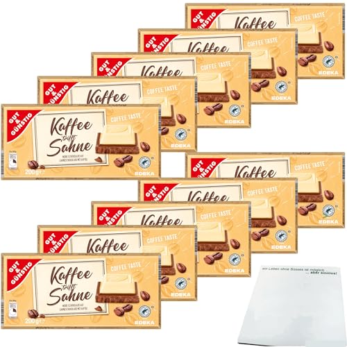 Gut&Günstig Kaffee trifft Sahne weiße Schokolade auf Sahneschokolade mit Kaffee VPE (10x200g Tafel) + usy Block von usy