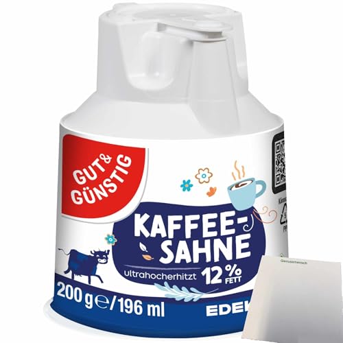 Gut&Günstig Kaffeesahnekännchen 12% Fett Kaffee-Sahne wiederverschließbar (200g) + usy Block von usy