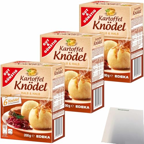 Gut&Günstig Kartoffelknödel Halb & Halb 18 Knödel 3er Pack (3x200g Packung) + usy Block von usy