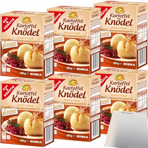 Gut&Günstig Kartoffelknödel Halb & Halb 36 Knödel (6x200g Packung) + usy Block von usy