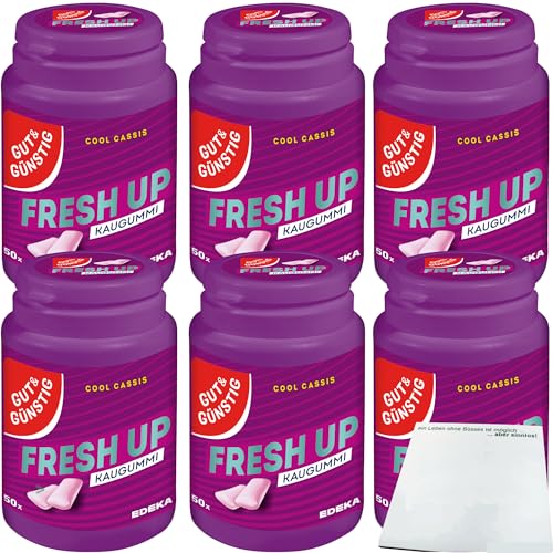 Gut&Günstig Kaugummi Cool Cassis zuckerfrei 6er Pack (6x50 Stk. Dose) + usy Block von usy