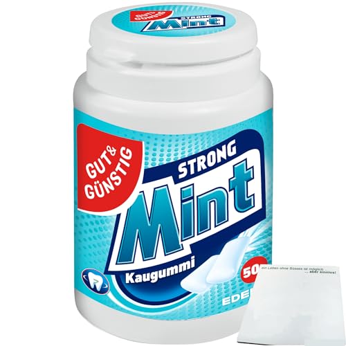 Gut&Günstig Kaugummi Peppermint Strong Mint zuckerfrei (50 Stk. Dose) + usy Block von usy