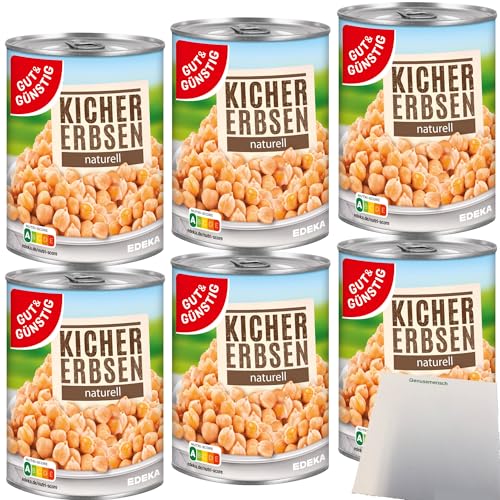 Gut&Günstig Kichererbsen naturell 6er Pack (6x400g Dose) + usy Block von usy