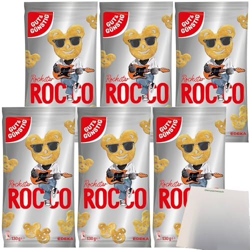Gut&Günstig Knabbersnack ROCCO Rockstar 6er Pack (6x130g Tüte) + usy Block von usy