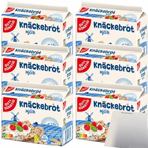 Gut&Günstig Knäckebrot Mjölk ohne Einsatz von Hefe mit Milch und hohem Ballaststoffgehalt 6er Pack (6x250g Packung) + usy Block von usy