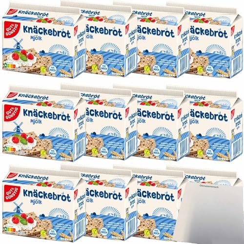 Gut&Günstig Knäckebrot Mjölk ohne Einsatz von Hefe mit Milch und hohem Ballaststoffgehalt VPE (12x250g Packung) + usy Block von usy