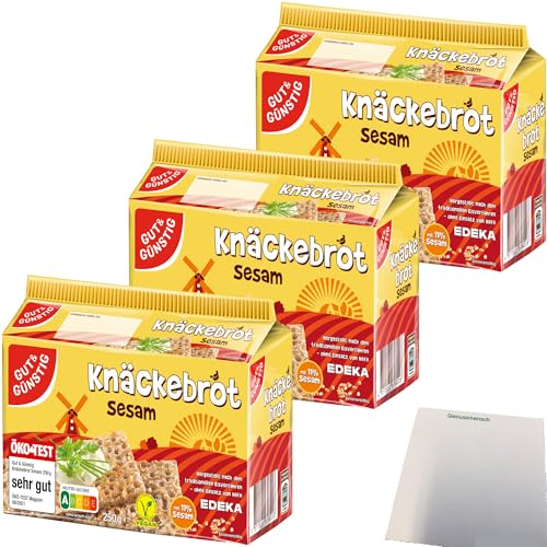 Gut&Günstig Knäckebrot Sesam 3er Pack (3x250g Packung) + usy Block von usy