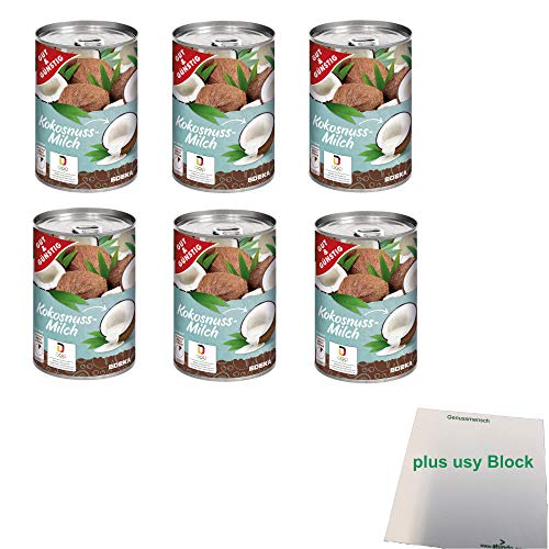 Gut&Günstig Kokosnussmilch Cremig mit 21% Fett und 72% Kokosnussfleisch 6er Pack (6x400g Dose) + usy Block von usy