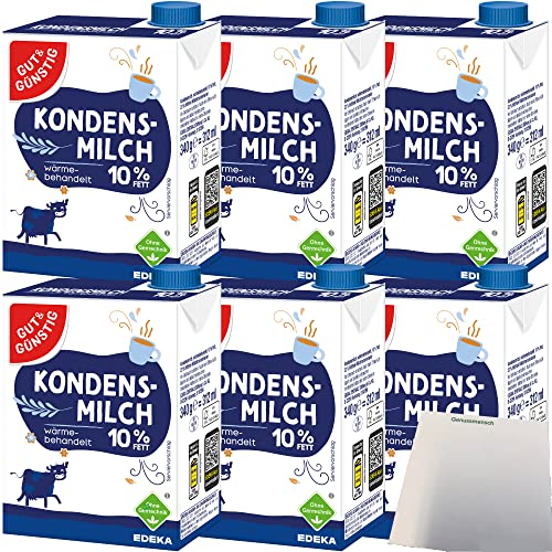 Gut&Günstig Kondensmilch 10% mit Schraubverschluss 6er Pack (6x340g Packung) + usy Block von usy