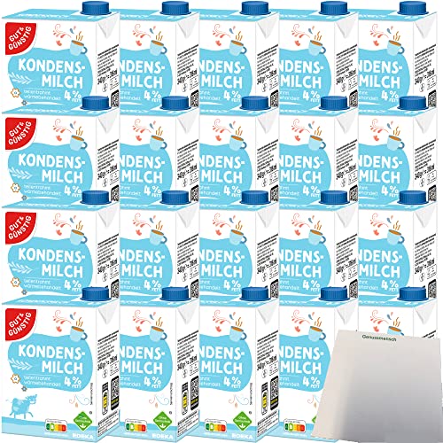 Gut&Günstig Kondensmilch 4% mit Schraubverschluss 20er VPE Pack (20x340g Packung) + usy Block von usy