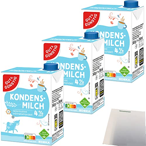 Gut&Günstig Kondensmilch 4% mit Schraubverschluss 3er Pack (3x340g Packung) + usy Block von usy