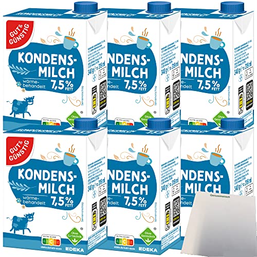 Gut&Günstig Kondensmilch 7,5% mit Schraubverschluss 6er Pack (6x340g Packung) + usy Block von usy