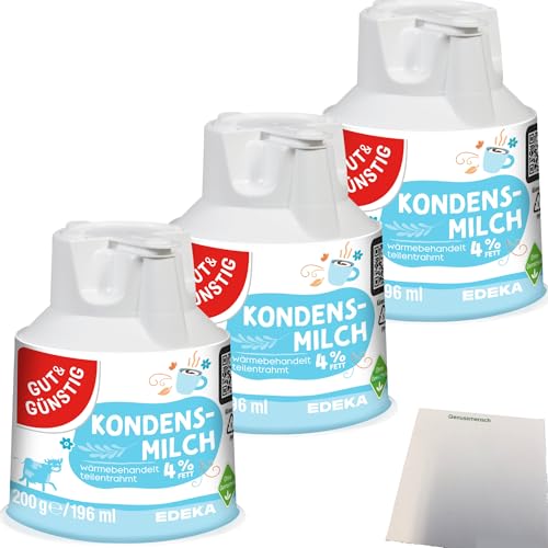 Gut&Günstig Kondensmilch Kaffeesahne Kännchen 4% 3er Pack (3x200g Packung) + usy Block von usy