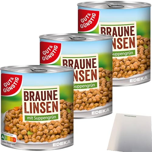 Gut&Günstig Linsen mit Suppengrün 3er Pack (3x800g Dose) + usy Block von usy