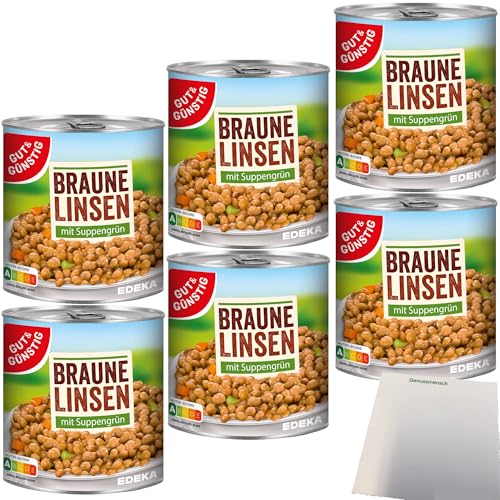 Gut&Günstig Linsen mit Suppengrün 6er Pack (6x800g Dose) + usy Block von usy