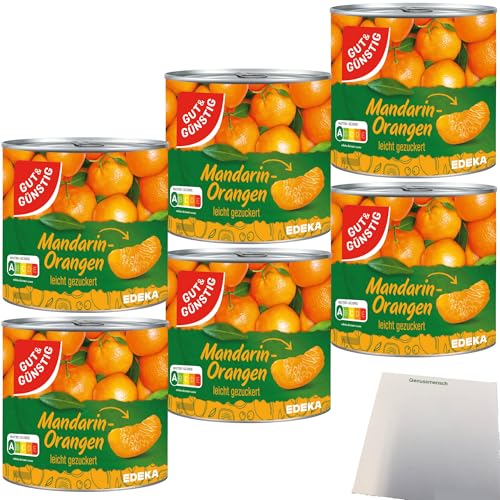 Gut&Günstig Mandarin-Orangen Mandarinen in der Dose leicht gezuckert kernlos 6er Pack (6x312g Dose) + usy Block von usy
