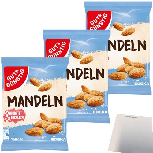 Gut&Günstig Mandeln geröstet und gesalzen 3er Pack (3x150g Packung) + usy Block von usy