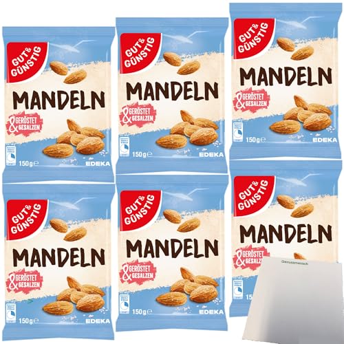 Gut&Günstig Mandeln geröstet und gesalzen 6er Pack (6x150g Packung) + usy Block von usy