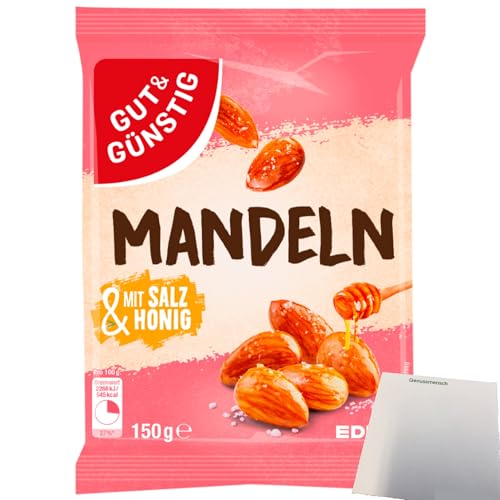 Gut&Günstig Mandeln mit Salz und Honig lecker karamellisiert (150g Packung) + usy Block von usy