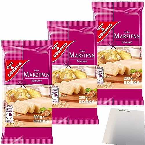 Gut&Günstig Marzipanrohmasse zum Backen und Naschen 3er Pack (3x200g Packung) + usy Block von usy