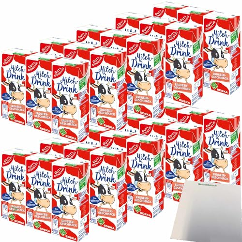 Gut&Günstig Milchdrink Erdbeer vollmundig-fruchtiger Erdbeergeschmack mit fettarmer Milch und Papier-Trinkhalm VPE (30x200ml) + usy Block von usy