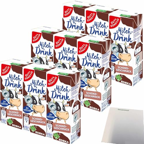 Gut&Günstig Milchdrink Schoko vollmundiger Schokogeschmack mit fettarmer Milch und Papier-Trinkhalm 3er Pack (9x200ml) + usy Block von usy