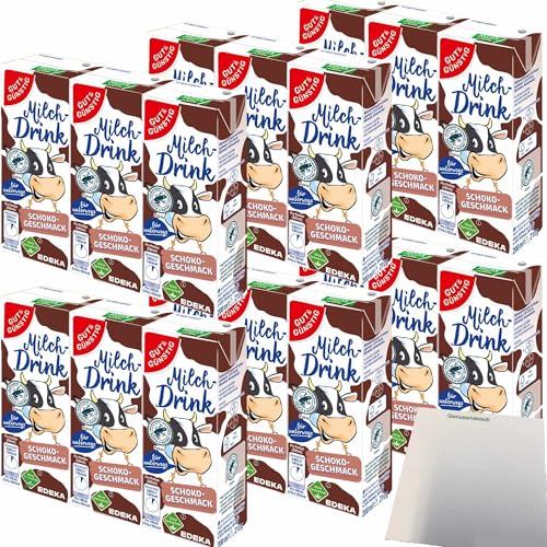 Gut&Günstig Milchdrink Schoko vollmundiger Schokogeschmack mit fettarmer Milch und Papier-Trinkhalm 6er Pack (18x200ml) + usy Block von usy