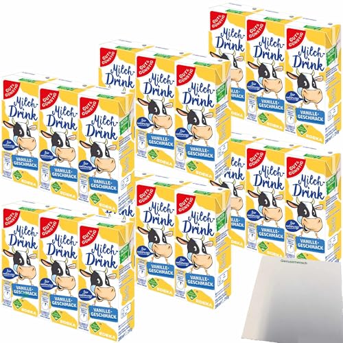Gut&Günstig Milchdrink Vanille vollmundiger Vanillegeschmack mit fettarmer Milch und Papier-Trinkhalm 6er Pack (18x200ml) + usy Block von usy