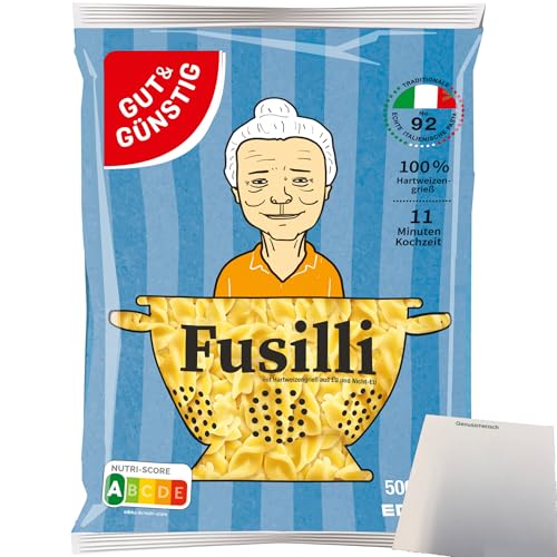 Nudeln Fusilli Pasta aus Italien (500g Beutel) + usy Block von usy