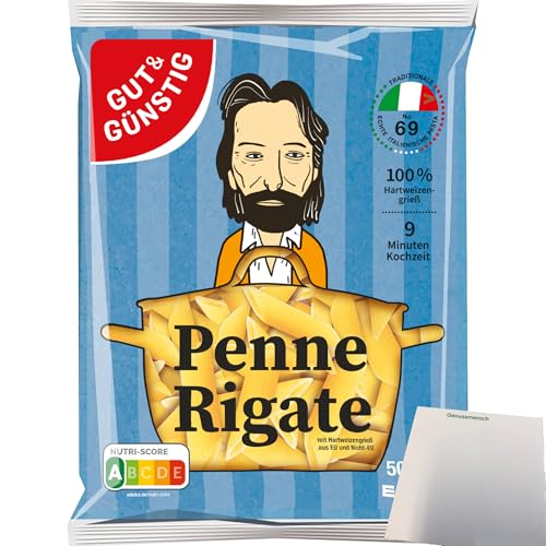 Gut&Günstig Nudeln Penne Rigate Pasta aus Italien (500g Beutel) + usy Block von usy