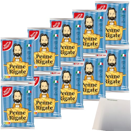 usy Bundle für Gut&Günstig Nudeln Penne Rigate Pasta aus Italien 10er Pack (10x500g Beutel) + usy Block von usy