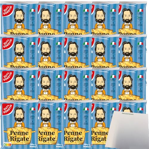 Gut&Günstig Nudeln Penne Rigate Pasta aus Italien VPE (20x500g Beutel) + usy Block von usy