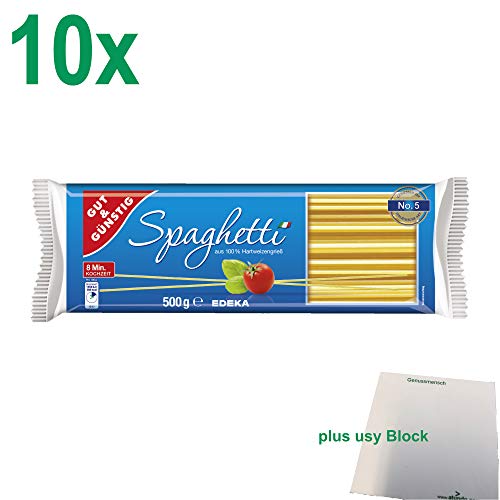 Gut & Günstig Nudeln "Spaghetti" Gastropack (10x500g Beutel) + usy Block von usy