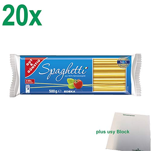Gut & Günstig Nudeln "Spaghetti" Maxipack (20x500g Beutel) + usy Block von usy
