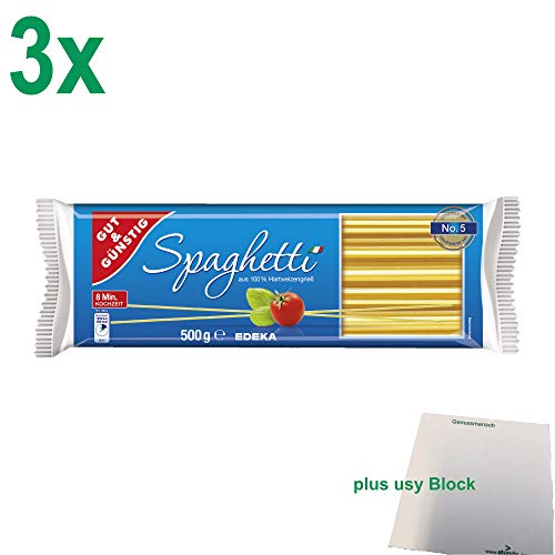 Gut & Günstig Nudeln "Spaghetti" Officepack (3x500g Beutel) + usy Block von usy