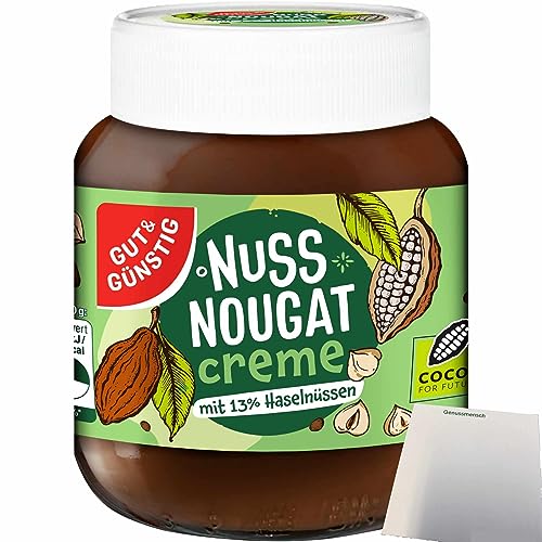 Gut&Günstig Nuss-Nougat-Creme mit 13% Haselnüssen (400g Glas) + usy Block von usy