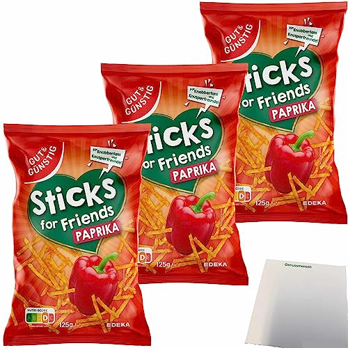 Gut und Günstig Paprika Sticks for Friends 3er Pack (3x125g Beutel) + usy Block von usy