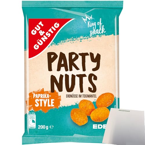 Gut&Günstig Party Nuts Erdnüsse im Teigmantel Paprika-Style (200g Packung) + usy Block von usy