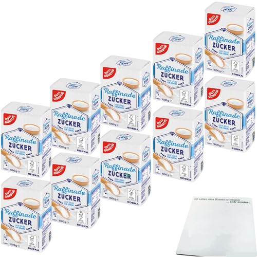 Gut&Günstig Raffinade Zucker leicht löslich feine Körnung VPE (10x1kg Packung) + usy Block von usy