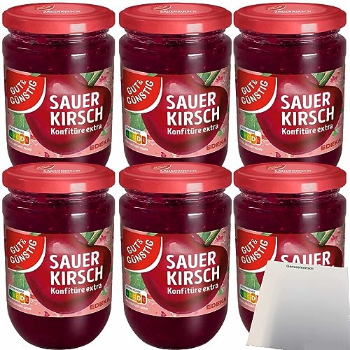 Gut&Günstig Sauerkirsch Konfitüre Extras 6er Pack (6x450g Glas) + usy Block von usy