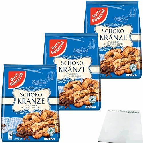 Gut&Günstig Schokokränze Mürbegebäck mit 20% Schokolade 3er Pack (3x250g Packung) + usy Block von usy