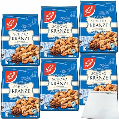 Gut&Günstig Schokokränze Mürbegebäck mit 20% Schokolade 6er Pack (6x250g Packung) + usy Block von usy