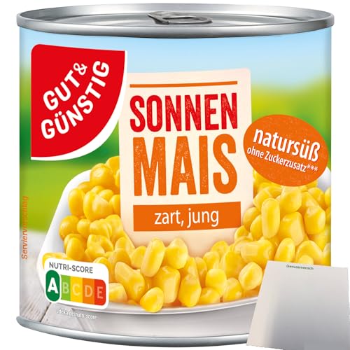 Gut&Günstig Sonnenmais zart und jung natursüß (330g Dose) + usy Block von usy