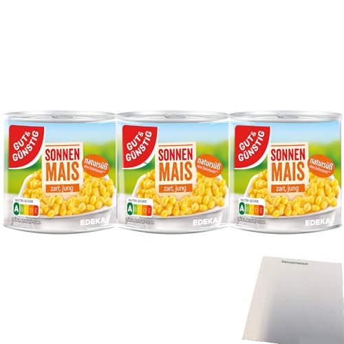 Gut&Günstig Sonnenmais zart und jung natursüß (3x150 Dose) + usy Block von usy