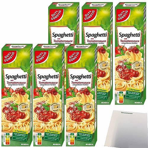 Gut&Günstig Spaghetti mit Tomatensauce und geriebenem Hartkäse 6er Pack (6x397g Packung) + usy Block von usy