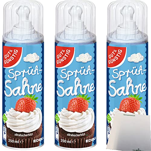 Gut&Günstig Sprühsahne 30% Fett 3er Pack (3x250ml Dose) + usy Block von usy