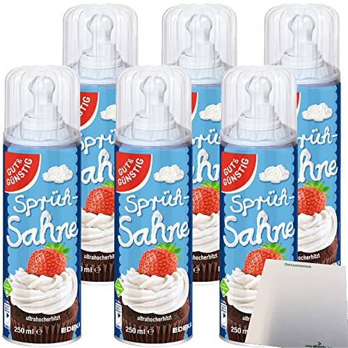 Gut&Günstig Sprühsahne 30% Fett 6er Pack (6x250ml Dose) + usy Block von usy