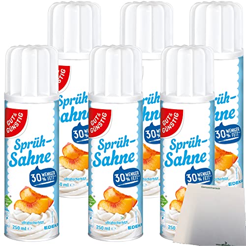 Gut&Günstig Sprühsahne leicht 21% Fett 6er Pack (6x250ml Dose) + usy Block von usy