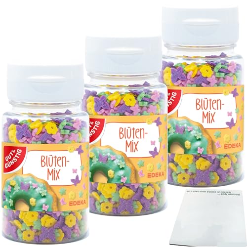 Gut&Günstig Streudekor Blumenwiese Blüten-Mix 3er Pack (3x60g) + usy Block von usy